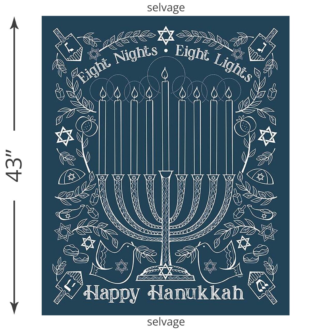 Happy Hanukkah Panel (p16424-panel) | 8 Nights, 8 Lights | Tara Reed | Riley Blake